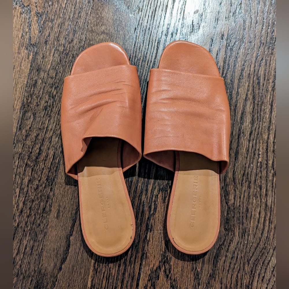 Robert Clergerie Itou Soft Sandals Leather Slides Brown Women's 37.5 $415 - Picture 3 of 10